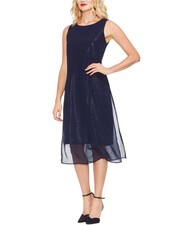 Vince Camuto Womens Chiffon Overlay Sequined A-line Dress
