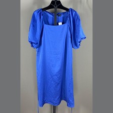 NEW Ann Taylor Dress Womens 8 blue satin sheath colorful classic