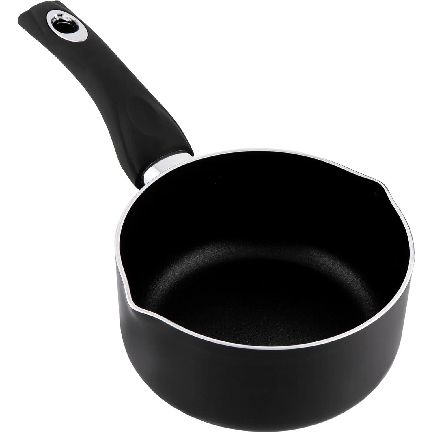 Pendeford Diamond Milk Pan 15cm Non Stick Coating Saucepan Double Spout Black