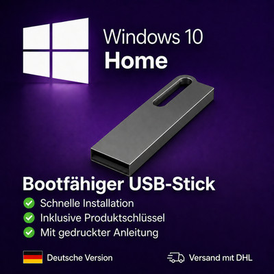 Windows 10 Home 22H2 USB Stick Bootfähig Installation PC Laptop inkl. Produktkey