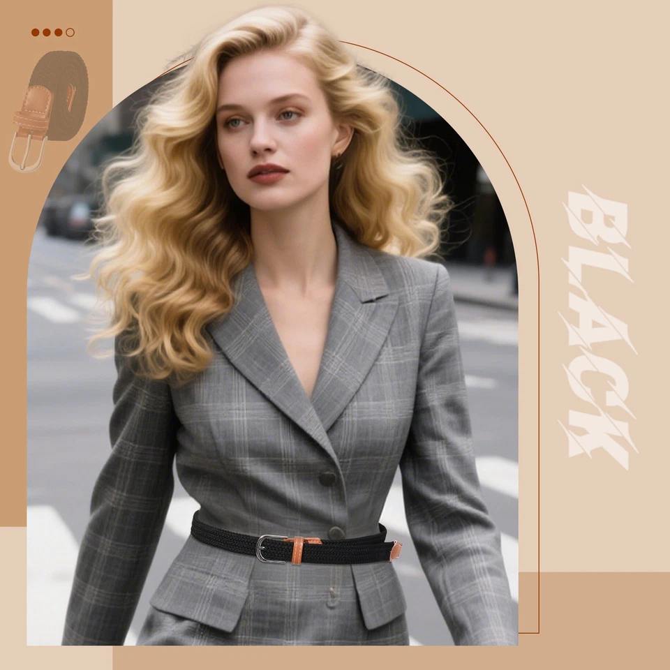 3PCS Braided Belt Women Stretch Woven Belts for Golf Elastic Casual Jeans Shorts - Image 2 of 4