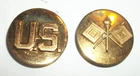 Vintage Vietnam Era U.S. Military Army Signal Corps Officer Collar Disk Set