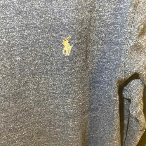 Polo Ralph Lauren blu manica lunga grigio pony logo uomo medio - Foto 2 di 6