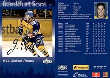 JACKSON PENNEY  2 Autogramm AK Autogrammkarte Eishockey Frankfurt Lions 2002-03