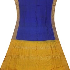 Vintage Blue Sarees 100 Pure Cotton Zari Handwoven Sari 5YD Decor Craft Fabric
