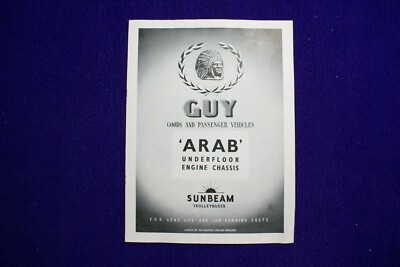 GUY ARAB UNDERFLOOR ENGINE SUNBEAM TROLLEYBUS TECHNICAL DATA SALES BROCHURE 1952
