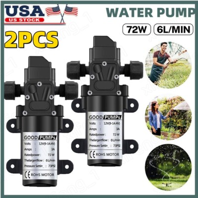 #ad 2Pcs 12V Water Pump 130PSI Self Priming Pump Diaphragm High Pressure Auto Switch $26.99