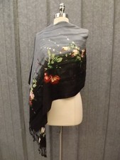 Lovely Vintage Shabby Chic Cottage Floral Acrylic Fringed 20x85 Shawl Wrap Scarf Lovely Vintage Shabby Chic Cottage Floral Acrylic Fringed 20x85 Shawl Wrap Scarf