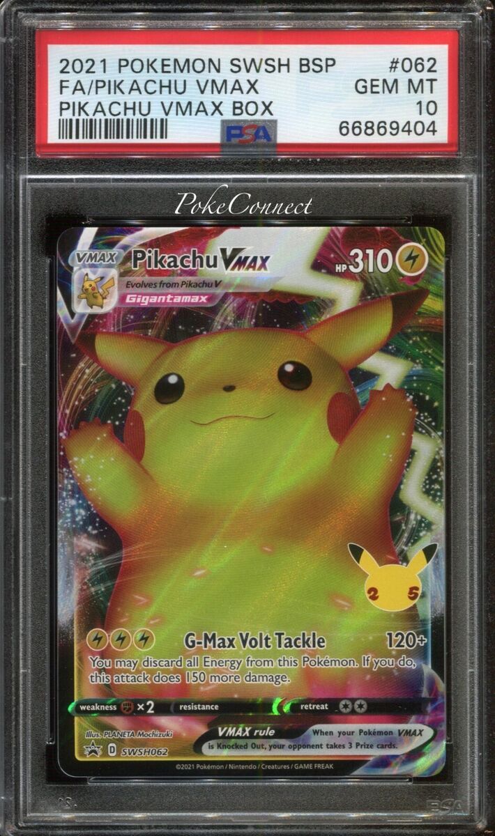 PSA 10 GEM MINT Pokemon Pikachu VMAX SWSH Promo #062 PSA 10 GEM MINT Pokemon Pikachu VMAX SWSH Promo #062