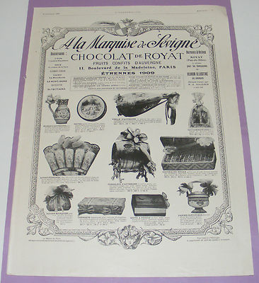 Publicité ancienne chocolat la marquise de Sévigné 1958 Vertès issue