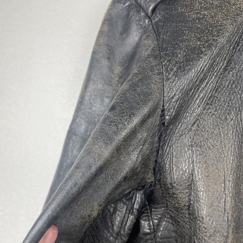 VTG 60's-70's Sears Roebuck Leather Motorcycle Jacket Black Faded Size 42L Biker - Picture 6 of 9