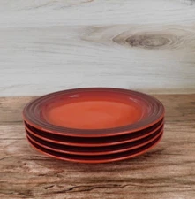 Le Creuset Stoneware 8.5-Inch Salad Plates Set of 4, Cerise Red - NEW