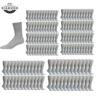 Wholesale Bulk Lot Men Sports Grey Cotton Crew Socks Size 9-11 10-13