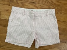 Vineyard Vines Girls Kids Pink White Seersucker Whale Shorts Size 12 EUC