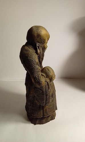 Chinese Blessing God of Longevity Vintage Bronze 10 1/2 Inches Tall - Picture 7 of 9