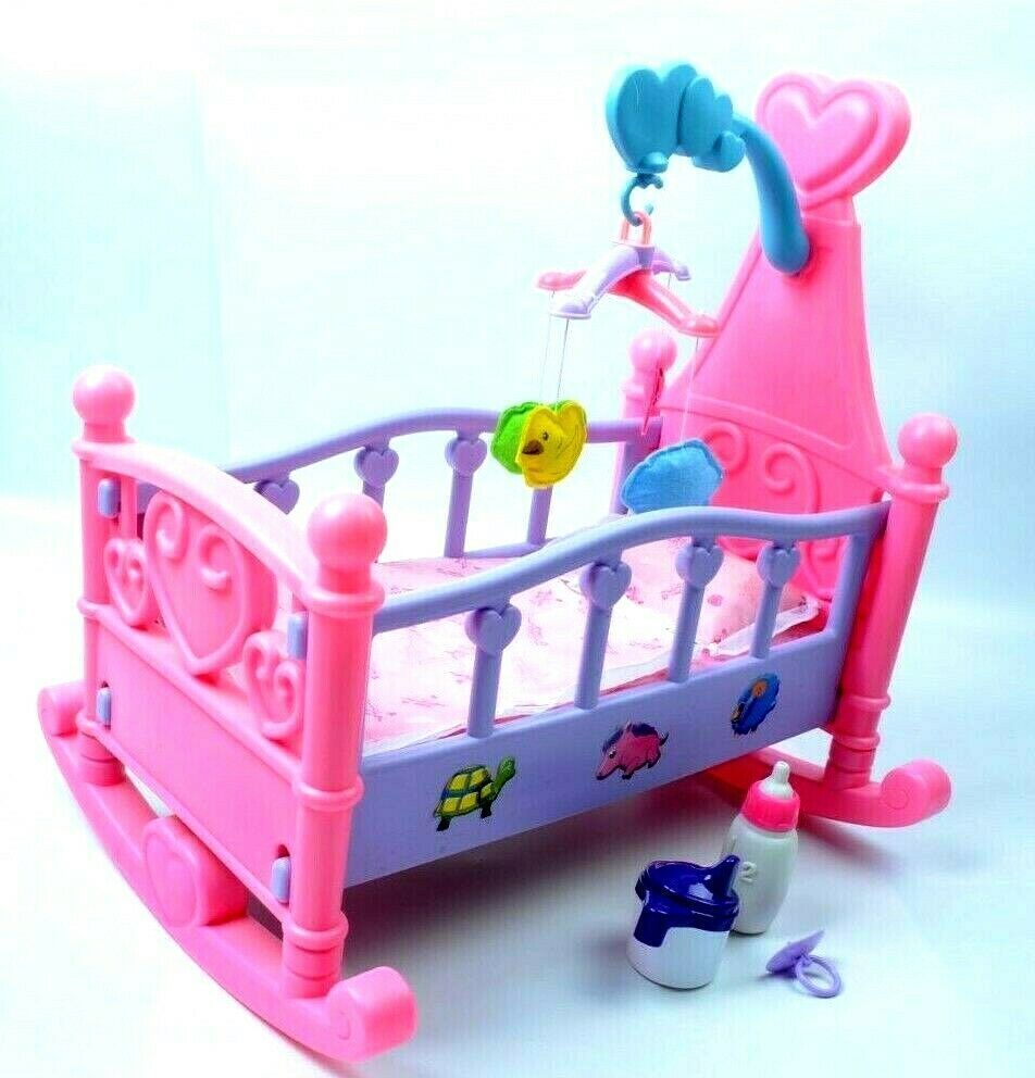 Puppenbett Spielzeug Set mit Bettwasche mit Puppen voll Zubehör Sound