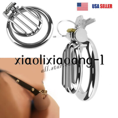 Stainless Steel Male Chastity Cage Chastity Device Small Flat Lock Rings Bandage