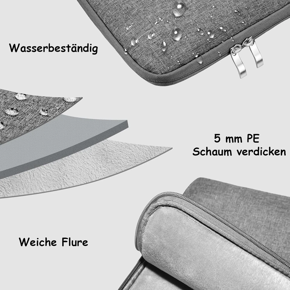 Laptoptasche 17 - 17,3 Zoll Schutz Laptophülle mit Griff 2 Fach Notebooktasche D - Bild 4 von 4