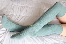 Cable Knit Over The Knee Socks Thigh High Blue Brown Gray White Boot OTK Boot Hi