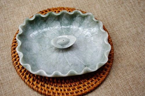 Certified Natural A Gray Jade jadeite Lotus Statue Display 2227 - Picture 4 of 11