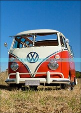 VW Kombi 1961 Mexican Car Advert Red Vintage Poster Print Retro Style Wall Art