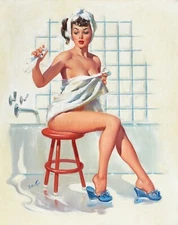 JOYCE BALLANTINE Pin-up Art Poster or Rolled Canvas Print "Bathing Pin-Up"