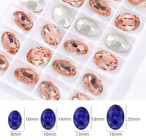 Estrás de vidrio de alta calidad K9 cuentas facetadas color ovalado joyas - Imagen 2 de 28