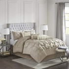 Beautiful Chic Modern Elegant Taupe Gold Tan Beige Brown Pin-Tuck Comforter Set