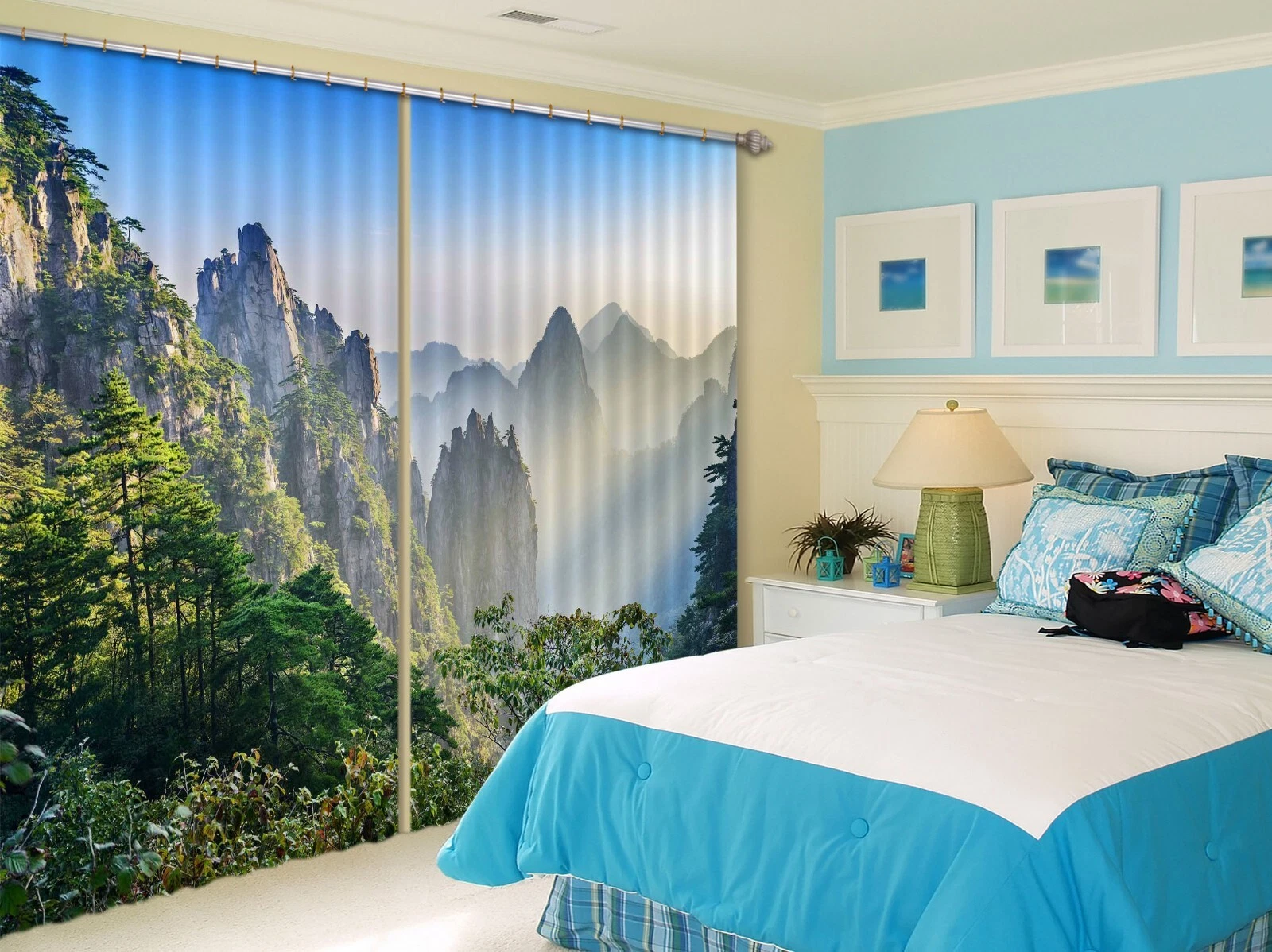 3D Mountain Scenery ZHUB1015 Photo Curtain Window Blockout Fabric Amy 2023