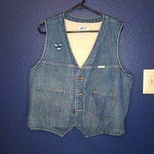 WRANGLER USA VL200NV Vintage 1970 Blue No Fault Sherpa Denim Vest Med/Large