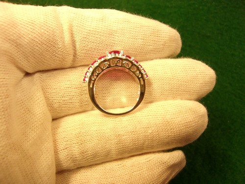 REMARKABLE LADY'S STERLING SILVER & GRADUATED LAB CREATED FUCHSIA RED RUBY RING - Picture 11 of 16