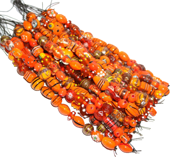 10 Strand Multi Style Mixed Orange Glass Beads for jewelry making, DIY Crafts