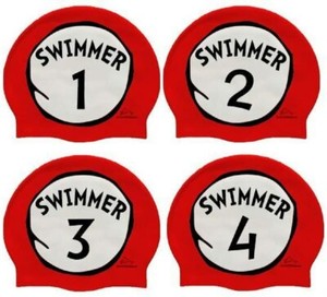 SWIMMER 1 2 3 4 SWIMMER SWIM CAP - ( 4 PACK ) - SILICONE - SOFT - FREE SHIPPING!