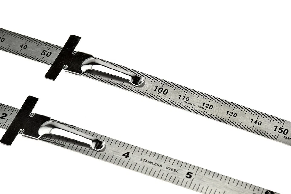 2pc 6" Stainless Steel Pocket Measuring Ruler with Clip Metric & SAE 1/2" Wide - Image 2 of 4