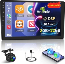 10" Android 15 Double 2Din Car Stereo CarPlay Auto Radio GPS Navi WiFi + Camera