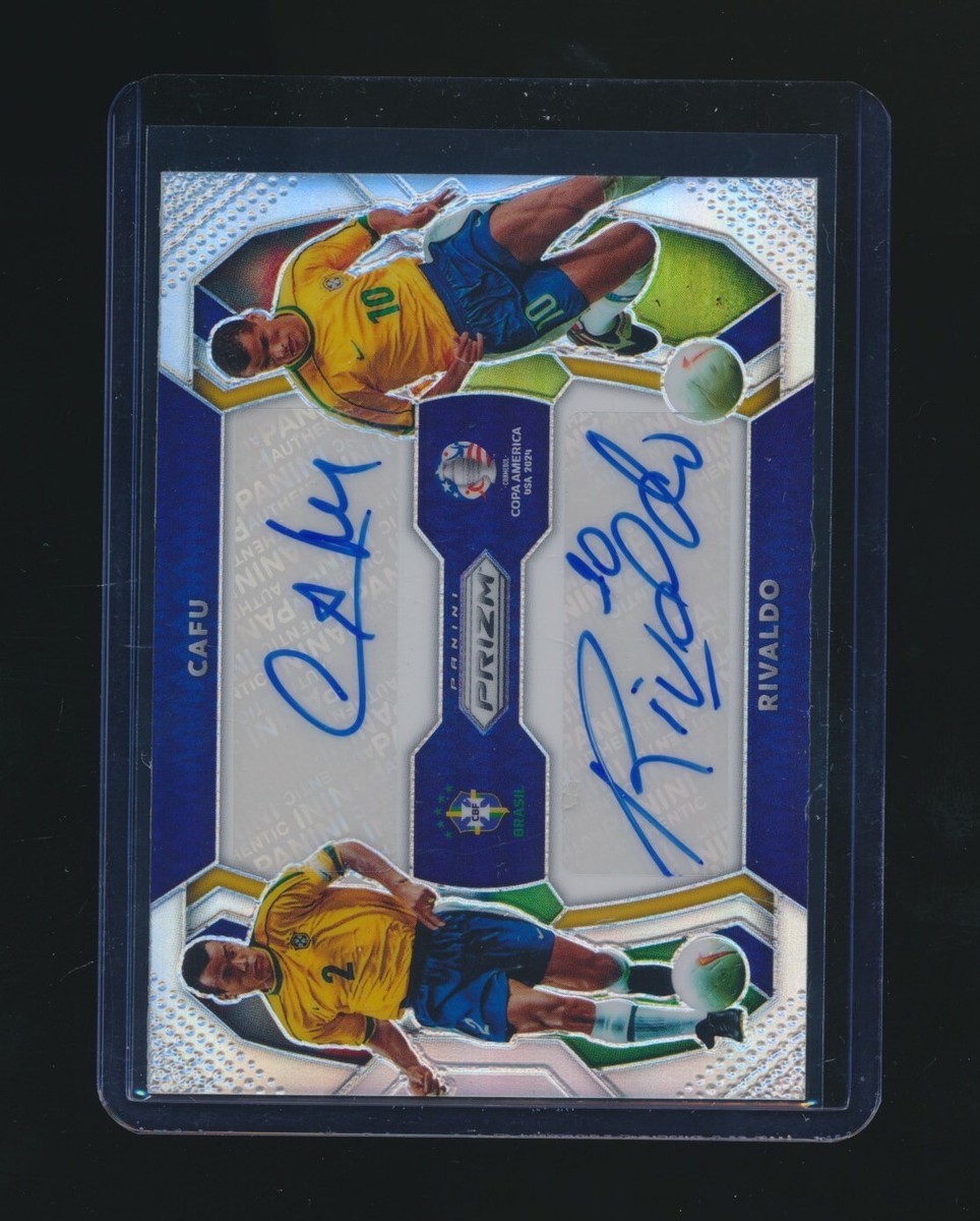 CAFU & RIVALDO 2024 PANINI PRIZM COPA DUAL SILVER PRIZM AUTO 65/99 