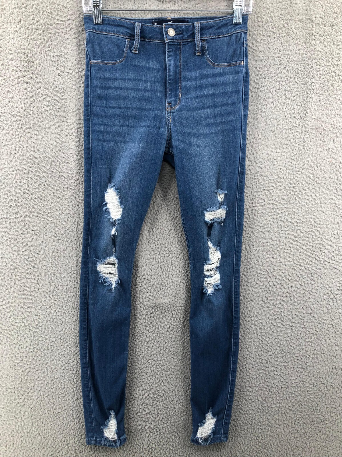 Hollister Skinny Jeans High Rise Legging Distressed Women's 5R Stretch Blue 8433-image