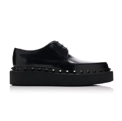 Valentino Garavani Leather Rockstud Platform Derby Platform Loafers - Sz 38