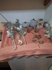 Assorted Lot Of Silver Frosted  Christmas  Home Decor