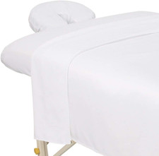 Premium Microfiber 3-Piece Massage Sheet Set, White, Ultra-Light, Stain, and Wri