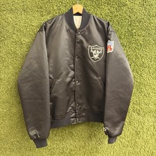 Vintage 80s Starter Oakland Raiders Satin Jacket Black Mens Large NFL 90s LA