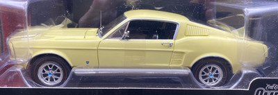 Auto World 1967 Ford Mustang GT 2+2 Yellow 1/18 Diecast Model Car