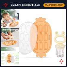 Baby Fruit Food Feeder  Silicone Freezer Nibble Tray Combo - BPA Free, Self Fee
