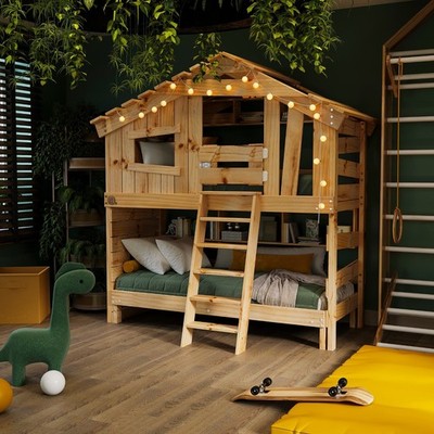 ALPIN CHALET Hochbett, Kinderbett, Etagenbett, Spielhaus 100% natur BIBEX 
