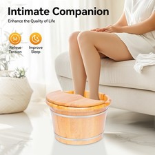 Cedar Wood Foot Basin Wooden Bucket Foot Bath Massage Plus Cover Plate Massager