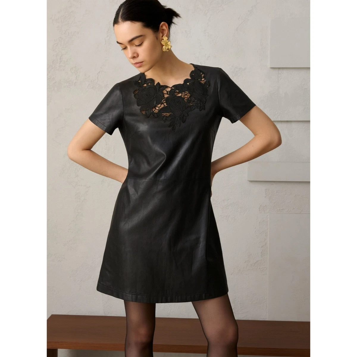 light pink knee length dress Light Punch Long Sleeve Tie Front Short Dress
