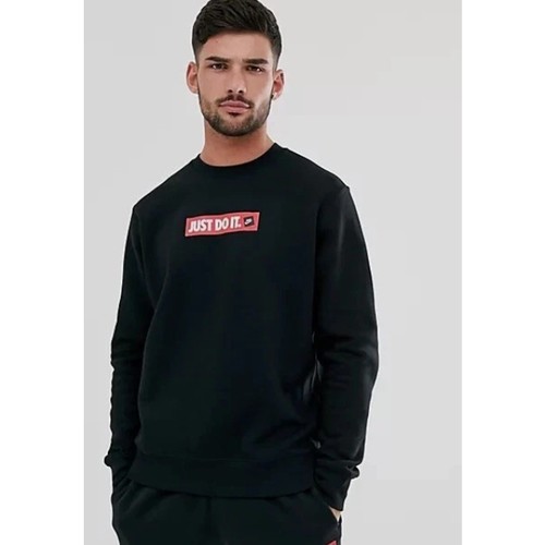 Nike Just Do It Crewneck Sweatshirt BV5089 Black Red Mens Large Pullover - 第 1/7 張圖片