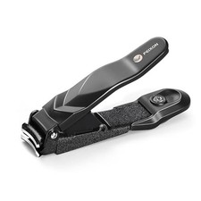 Nail Clippers for Men Women with Catcher - No Mess,Self-Collecting Heavy Black