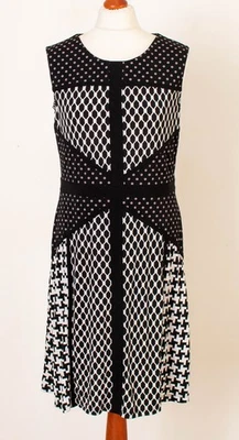 Damen JOSEPH RIBKOFF Kleid Schwaraz & Weiß Ärmellos Größe D 40 13711 - Bild 1 von 4