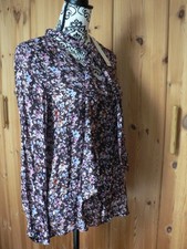 NEU ESPRIT 36/S Langarm-Bluse Schluppenbluse Viskose Millefleur Blumen bunt rot